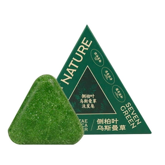 Nature Seven Green Soap Shampoo, Nature Triangle Shampoo Bar, Polygonum Shampoos Soap, Cepress Orientalis Usman Herbal Hair Strengthening Soap, Strengthens Smooths Hair (1PC)