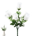 thumbnail image 2 of 7 Heads Roses Bouquet For Anniversary Decoration Flower Arrangement Silk Rose Bouquet Small Roses Blooming Artificial Flowers Small Roses With Leaf DIY Wedding Bouquets Wedding Decoration 1PC 14", 2 of 7
