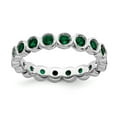 thumbnail image 1 of 925 Sterling Silver Stackable Expressions Created Emerald Ring Size: 10; for Adults and Teens; for Women and Men, 1 of 5