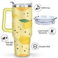 thumbnail image 3 of 40 oz Tumbler Lemon with Handle Stainless Steel Travel Coffee Mug Leak Resistant Travel Cups Car Cup Holder Friendly for Hot and Cold Drinks, 3 of 7