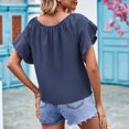 thumbnail image 4 of Women's Summer Tops off Shoulder Ruffle Bow Tie Short Sleeve T-shirts Loose Fit Casual Cute Shirts for Women, 4 of 8