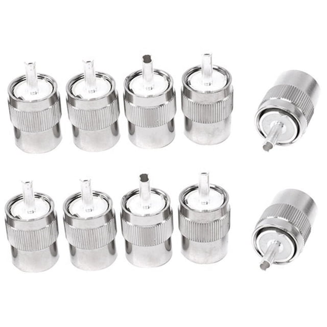 10 Piezas Conector UHF Macho PL259 Enchufe Soldadura RG58 RG142 LMR195 RG400 Cable Plata