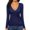 Navy, variant on Women's Wrap Ruched Deep V Neck Slim Fit Long Sleeve Lined T Shirts for Women Tunic Tops Tee Casual Green L