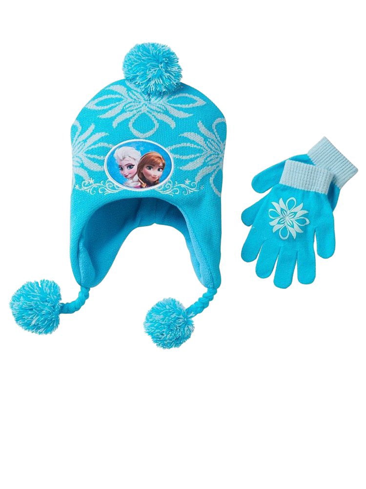 FROZEN ELSA *Trapper Hat & Gloves* Warm Winter Blue Pink *Girl's Gift Set* NEW 