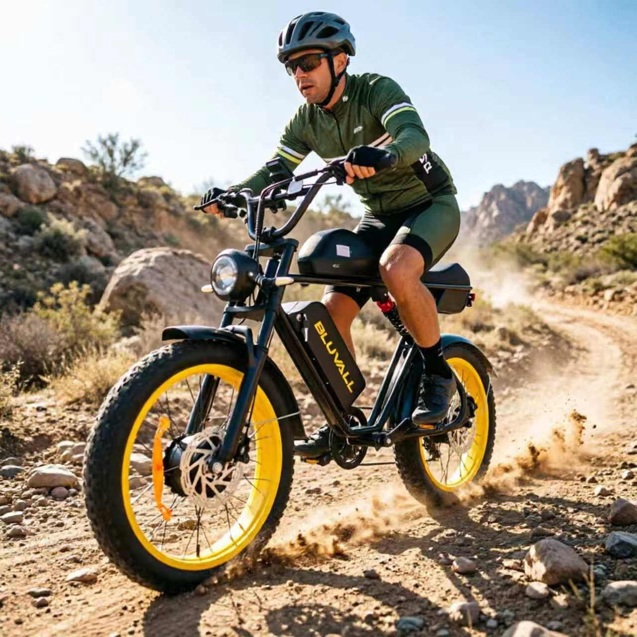 20'' Fat Tire Electric Mountain Bike for Adults, Peak 5000W 52V 46Ah Battery, 120 Miles Long Range, 35MPH High-Speed Ebike, All-Terrain Bicycle with Front Suspension UL2849
