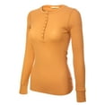 thumbnail image 3 of MixMatchy Women's Long Sleeve Eight Button Closure Henley Thermal Knit Top, 3 of 5