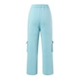 thumbnail image 5 of ZHOUCHANKIDS Cargo Joggers for Women Baggy Straight Leg Sweatpants Drawstring Cinch Bottom High Waisted Pants with Pockets Blue, 5 of 7