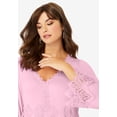 thumbnail image 4 of Roaman's Women's Plus Size Empire Waist Boho Lace Trimmed Tee, 4 of 6