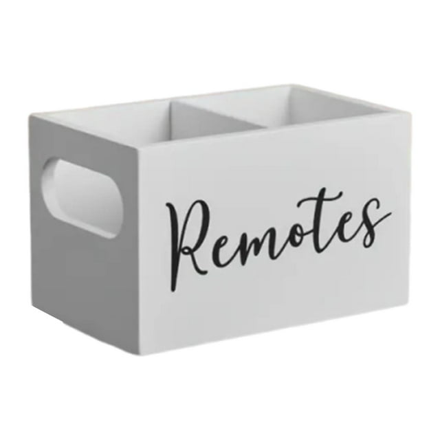 Soporte para control remoto, soporte de madera para control remoto de TV con 2 ranuras, organizador retro para Blanco