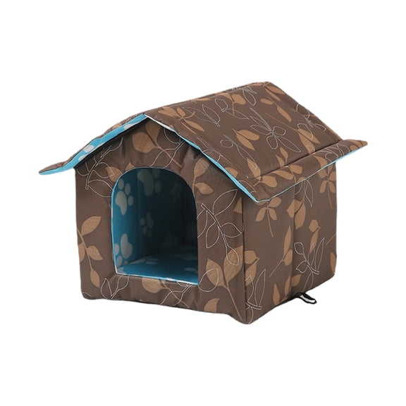 Winter Pet House with Self Warming Pad, Waterproof Outdoor Harley Cat Dog House Foldable Warm Pet Cave for Winter Wild Animal Tent Bed, Outdoor Indoor Heat Insulated Shelter Enclosure for Pet