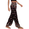 thumbnail image 3 of YIFUNIN Women's Printed Cotton Linen Wide Leg Pants with Pockets, Casual Flowy Trousers for Bohemian Style, Lightweight Summer Wear,Red M, 3 of 6
