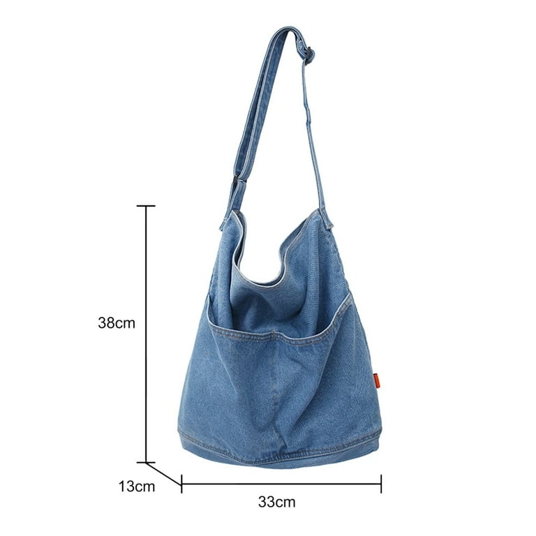 Ichic Boutique Womens Denim Crossbody Bags Purse Blue Jeans Shopper  Shoulder Bag Bookbag