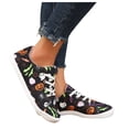 thumbnail image 5 of YLYL Halloween Women's Canvas Low Top Sneakers Pumpkin Skeleton Printed Slip-On Lace up Casual Flats Walking Shoes, 5 of 9