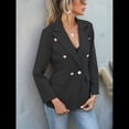 thumbnail image 4 of Chaqueta Blazer para Mujer, Informal, de Negocios, con Frente Abierto, Solapa, Elegante Abrigo con Bolsillos Negro XXL, 4 of 8