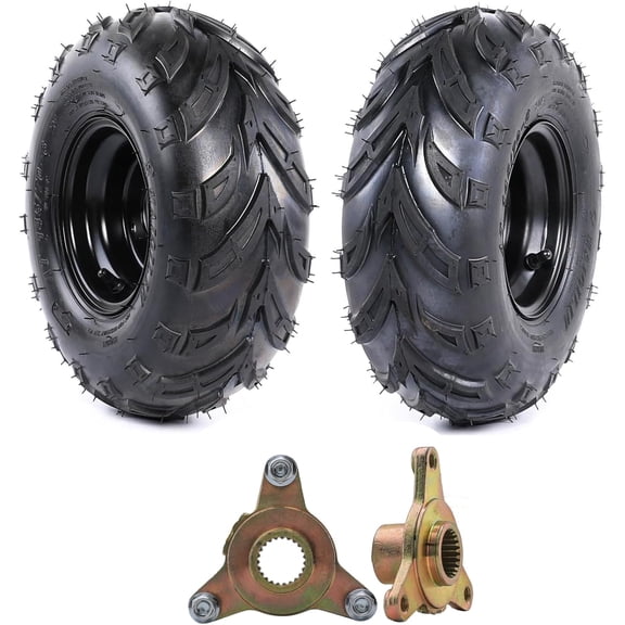 Set of 2-145/70-6 Go Kart Wheels with Tubeless Tires & 3-Bolt Pattern Hubs (78mm) for ATVs, Mini Bikes, Baja DB30, Coleman CT100U & More
