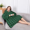 thumbnail image 5 of Oversized Wearable Blanket Hoodie,Green Black Checkerboard Checkered Pattern Sherpa Blanket Hoodie with Super Pockets,Super Warm Fuzzy Pullover for Women & Men, 5 of 6