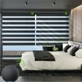 thumbnail image 1 of Yoolax Motorized Zebra Blinds Light Filtering Dual Layer Sheer Blinds Cordless Roller Shade(95% Shading Luxury Black,62"W x 72"H), 1 of 6