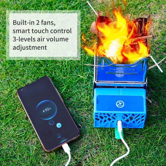 Flame Cube Portable Wood Buring Camp Stove Outdoor Folding Backpacking Stove With Battery To Power USB Charging