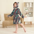 thumbnail image 4 of FORMRS Niños Bathrobe Unisex Hooded Robe Soft Plush Pajamas Sleepwear, Size 4-6T, Abstract Stripes, 4 of 7