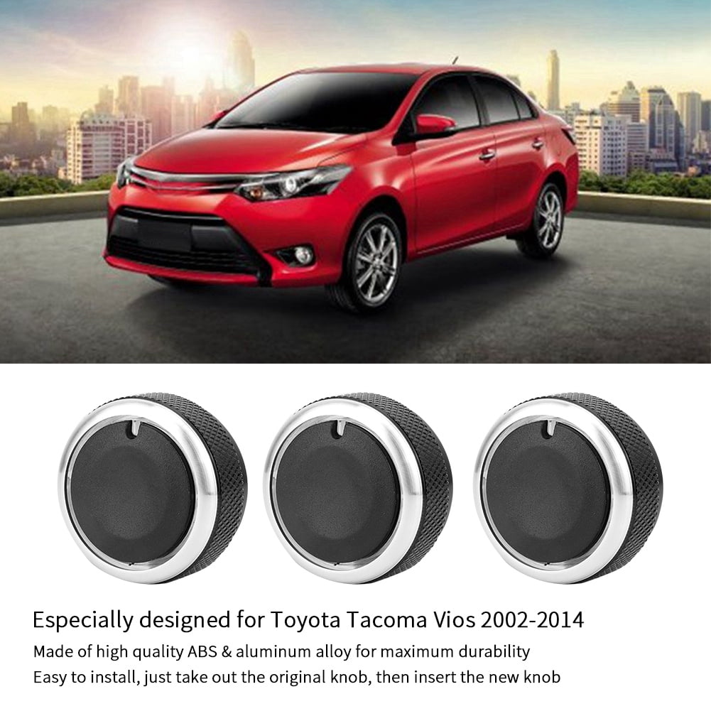 3pcs ABS Aluminum Alloy Car Air Conditioning Heat Control A//C Switch Knob for Toyota Tacoma Vios 02-14 Control Switch Knob