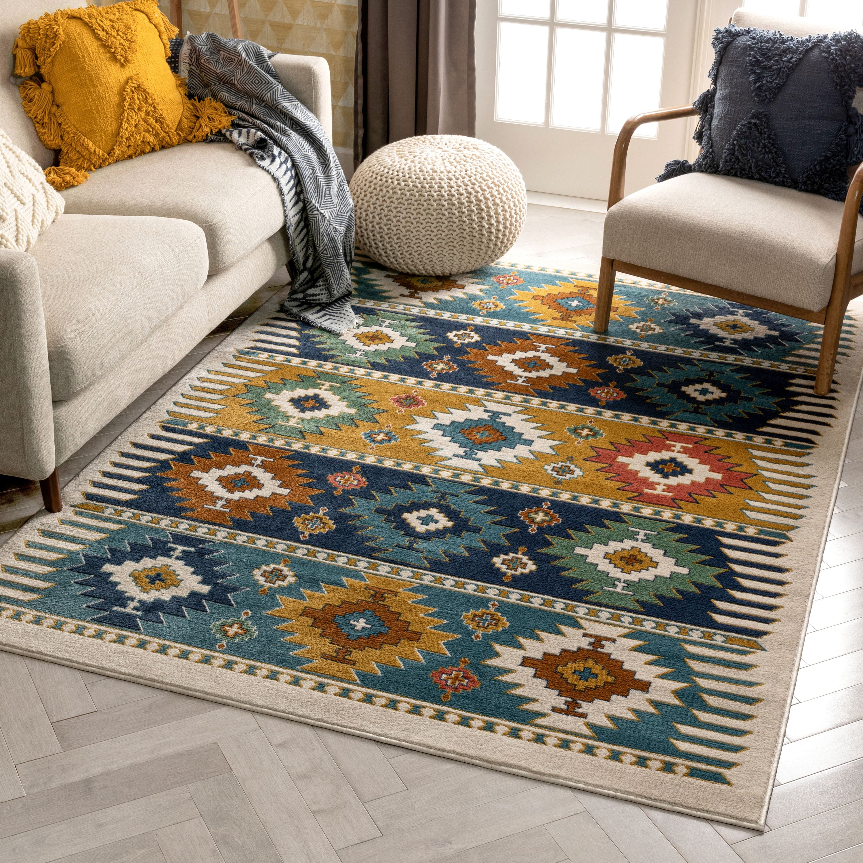 Well Woven Noble Blue Southwestern Medallion Area Rug