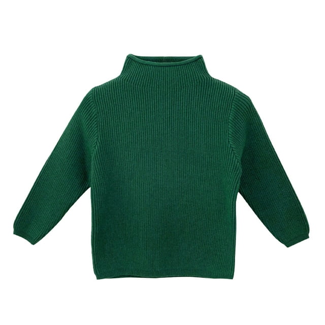 Glisme Chandail pour Filles Tout-Petits Enfants Côtelé Demi-Col Roulé Chandails d'Hiver Chandails de Base Couleur Unie Haut Confortable Vêtements, 4-5 Ans