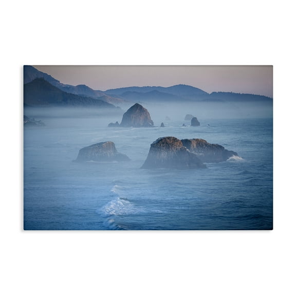 Stupell Industries Rocks Protruding from Sea Landscape & Nature Photography Wrapped Canvas Art Print Wall Art, 24 x 16