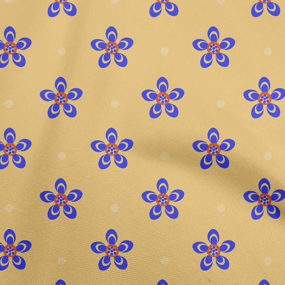 oneOone Cotton Poplin Royal Blue Fabric Florals Quilting Supplies Print Sewing Fabric By The Yard 42 Inch Wide