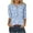 Blue, variant on Cotton Tops for Women Loose 3/4 Sleeve Round Neck Printed Button Shirt 1 Pc