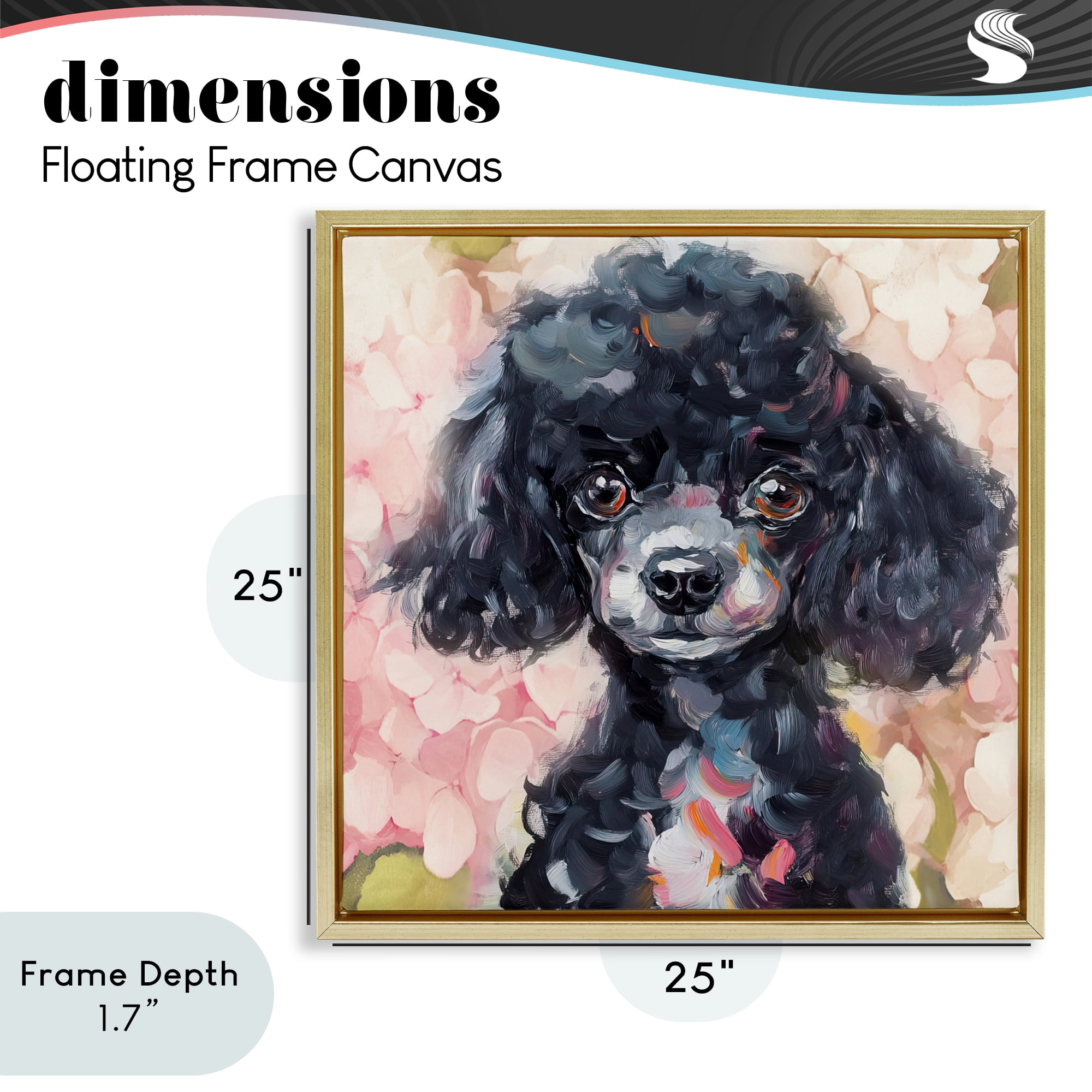 Stupell Industries Little Black Poodle Gold Framed Floater Canvas Wall Art, design by Tina LeCour