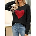 thumbnail image 3 of KelaJuan Women Loose Knit Sweater Heart Embroidery Valentine's Day Sweater Long Sleeve Pullovers Fall Winter Crew Neck Jumpers Streetwear, 3 of 6
