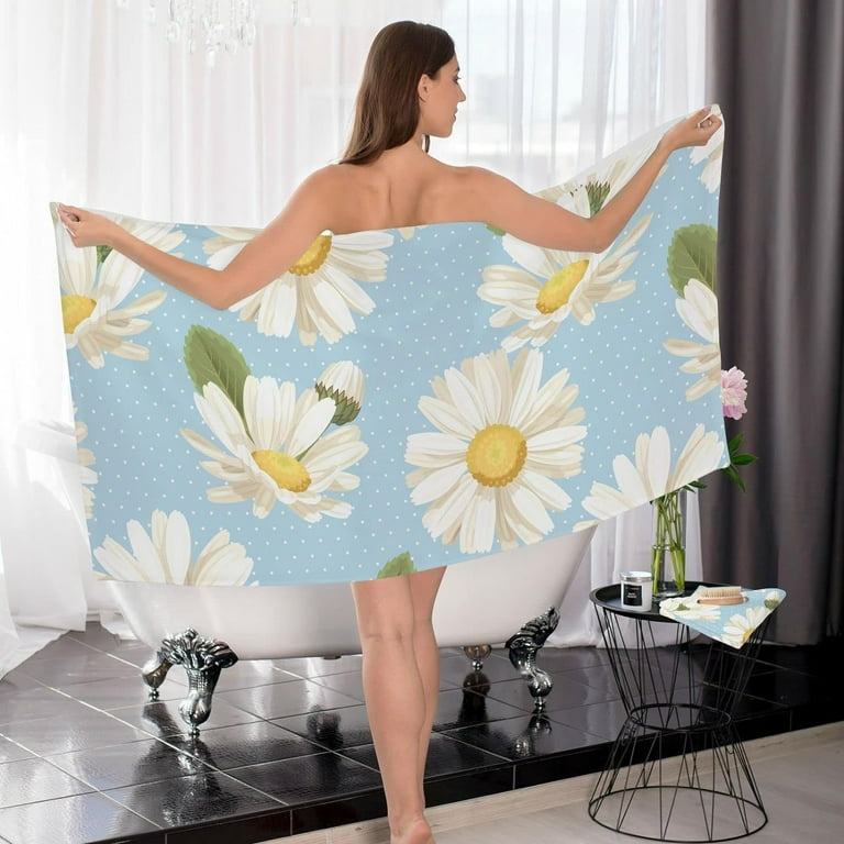 Wellsay Camomile Polka Dot Cotton Towel Set 2 Piece 1 Bath Towels 1 Washcloth Soft Fast Dry Super Absorbent Face Hand Towel for Bathroom Hotel Gym Spa and Beach Walmart