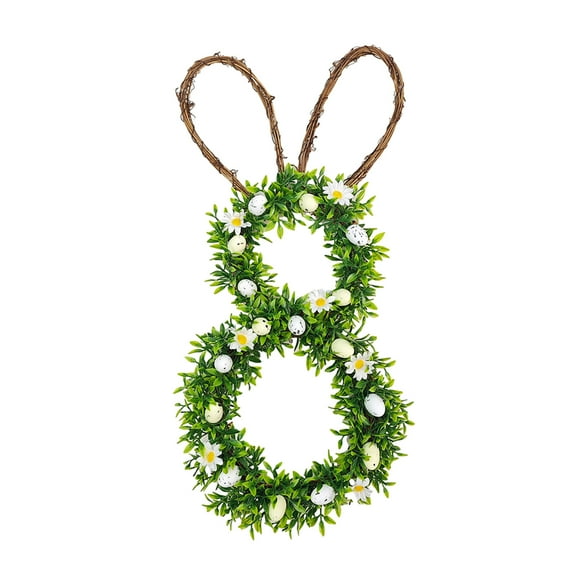 Harpi Spring Wreaths for Front Door Clearance, Greenery Summer Wreath, Easter Wreath Rabbit Ear Decoration Door Hanging Vines Wreath