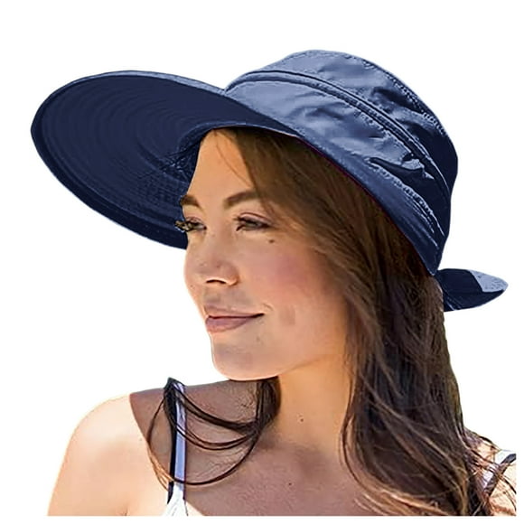 WEIYLL Sun Hat Women Men Unisex Wide Brim Ponytail Adjustable Beach Lightweight Solid Sunshade Headwear Cap