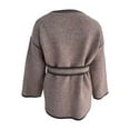 thumbnail image 4 of Wang6 Plus Size Cardigan Sweaters for Women Causal Open Front Long Sleeve Wrap Knit Sweater with Belt Trendy Fall V Neck Solid Knitted Tops Outerwear with Pocket Brown M, 4 of 5