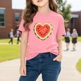 thumbnail image 5 of Kids Fruit Print T-Shirt Girls Watermelon Heart Short Sleeve Tee Cute Casual Summer Top 100% Cotton Pink,Size 3 T, 5 of 9
