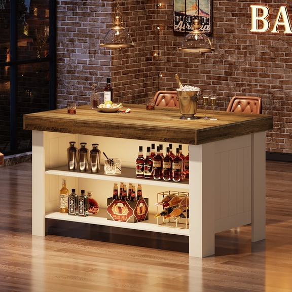 Tribesigns 55" Bar Table with Shelves & Counter Height