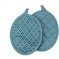 thumbnail image 5 of Sticky Toffee Oven Mitt and Pot Holders Cotton Set of 3, Silicone Non-Slip Kitchen Set, Blue, 5 of 6