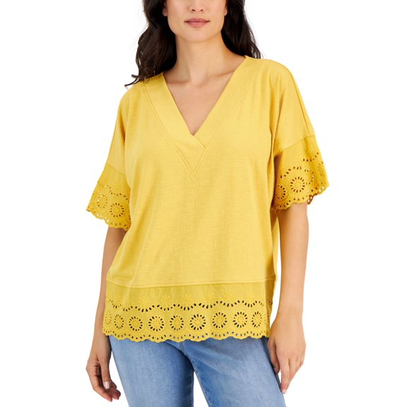 Women's Lace-Trimmed Tunic Honey Glaze 2XL