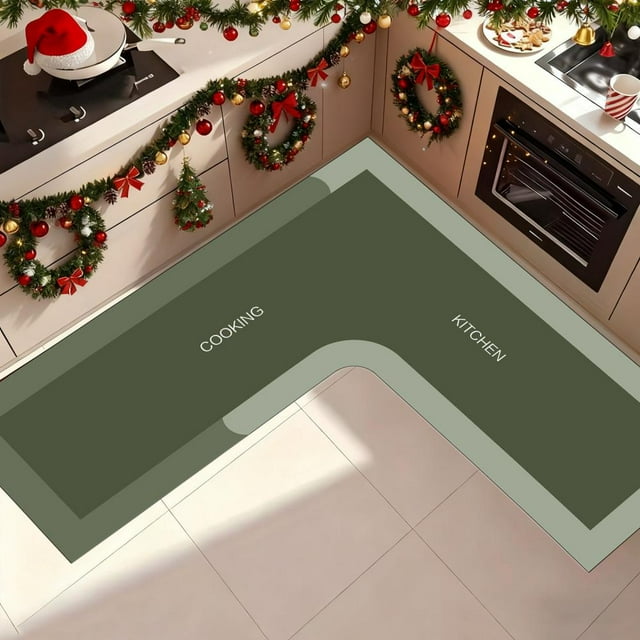 Feltree L Corner Kitchen Rug 47x30 Inch, Non-Slip Absorbent Machine Washable Floor Mat for Kitchen, Living Room, and Bedroom