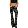 thumbnail image 3 of JUSLIO Women Jeans,Polka Dot Print Zip Fly Straight Leg Full Length Denim Jeans, 3 of 7