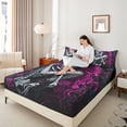 thumbnail image 4 of Castle Fairy Boys Girls Skeleton Couple Lover Twin Sheet Sets 3pcs,Happy Valentine's Day Twin Fitted Sheet Microfiber,Chic Floral Rose Breathable Flat Sheet,Super Cozy Room Decor, 4 of 7