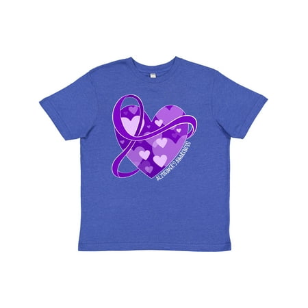Inktastic Alzheimers Awareness Purple Ribbon Around Heart Youth T-Shirt