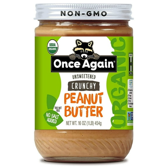 Once Again Organic Peanut Butter Salt Free Crunchy -- 16 oz Pack of 2