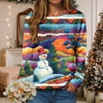 thumbnail image 2 of TTUHYWXI Women's Vintage Colorful Christmas Tree Print Sweatshirt Santa 3D Ugly Christmas Sweater for Women Gift (Navy, S), 2 of 6