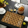 thumbnail image 4 of Black Leopard Sunflower Pattern Summer Placemats Table Placemats Set Of 4-Linen Kitchen Washable Placemats Table Mats 11.8"x17.7" Non-Slip Heat Resistant, 4 of 6