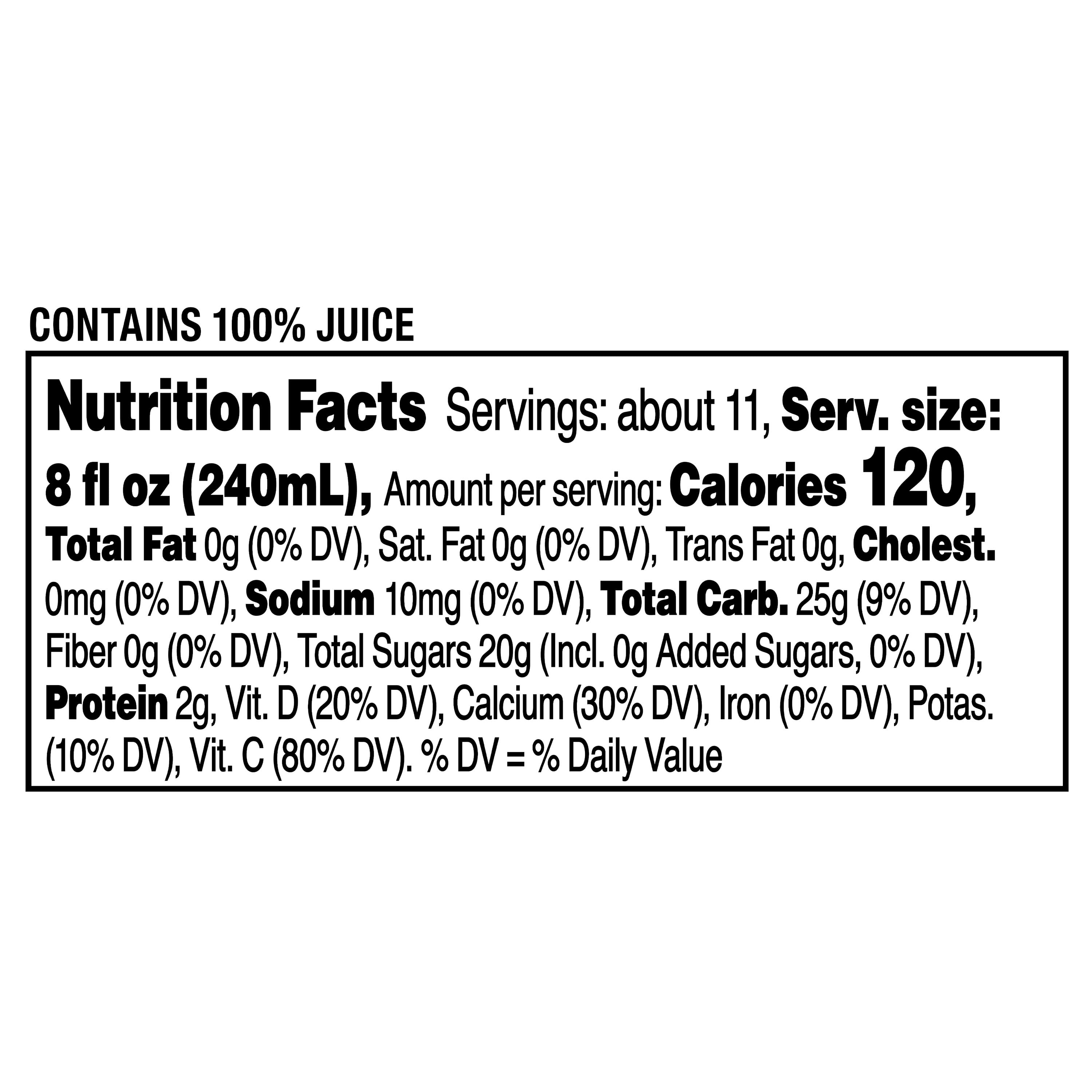 Great Value 100% Orange Juice from Concentrate, No Pulp, Calcium, and Vitamin D, 89 fl oz