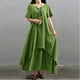 thumbnail image 4 of Nueva moda mujer vestido flojo ocasional del color sólido de manga corta boho summer maxi vestido la Abanopi Verde oscuro 3X-Large, 4 of 7