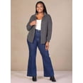 thumbnail image 2 of Plus Size Ribbed Button Up Collared Shirt Jacket, 2 of 9