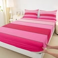 thumbnail image 3 of Manfei Girly Pink Stripes Full Size Sheets for Female, Modern Abstract Ombre Bed Sheets, Chic Artwork Sheet Sets, Lightweight Room Decor, 4pcs, 3 of 7